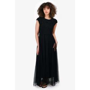Fabiana Filippi Black Tulle Pleated Maxi Dress Size XS